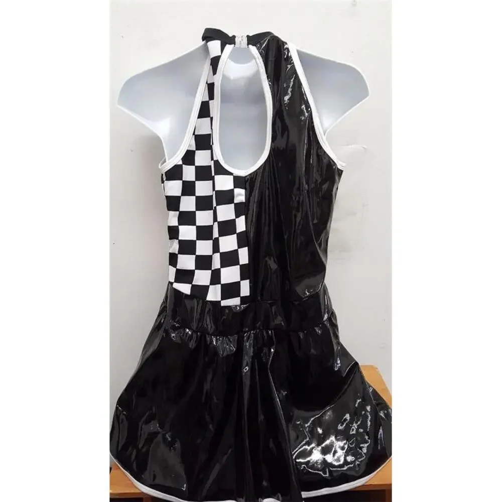 Pre-Owned Dance Costume Curtain Call  XL Child Black Racecar Jazz